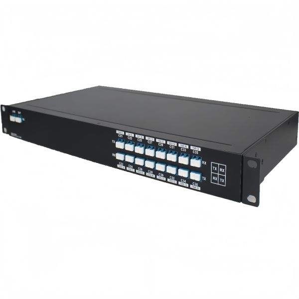 Dual Fiber 16 Channel DWDM Mux Demux C41 to C56 1U 19 Rack LC UPC with EXP