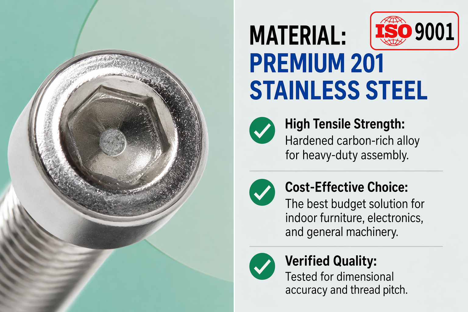 201 Stainless Steel Socket Head Cap Screws Hexagon Socket Bolt Allen Head Screw Machine Fastener M3 M4 M5 M6 M8 Multiple Sizes In Stock Support Customization