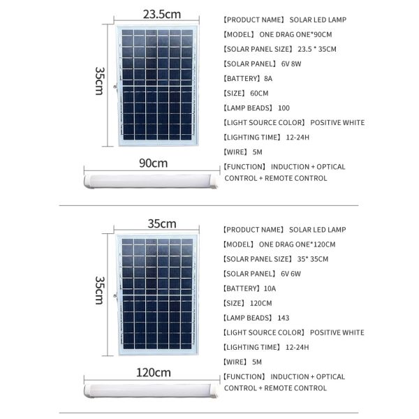 Lightning Protection 120cm Solar Panel Tube Light Fluorescent 10A Panel