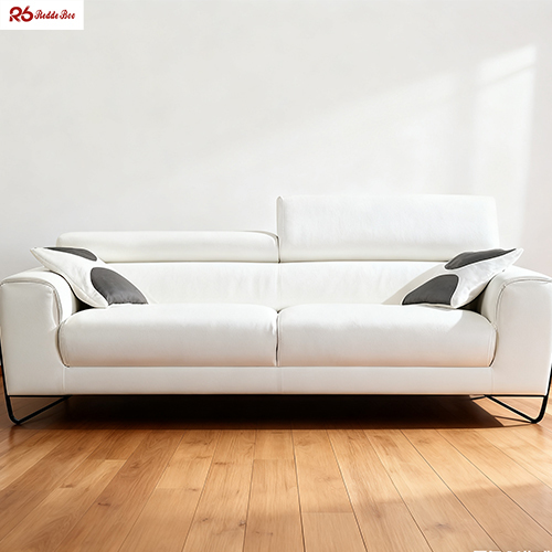 320kg Tufted Leather Sofa Furniture Couch For Reception Room Wood Frame