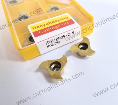 Yellow PVD Coated CNC Milling Insert Model HYD18R09-2.5 HYB208A, Grooving Inserts, Suitable for Difficult-to-Machine Materials Except High-Temperature Alloys.
