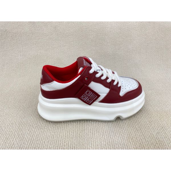 Thick Soled Women Red Sneakers Genuine Leather Red Trainers Womens