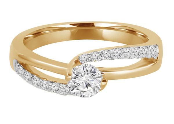 Prong Setting Round Cut Diamond Ring , 0.46ct 5mm Diamond Solid Gold Ring