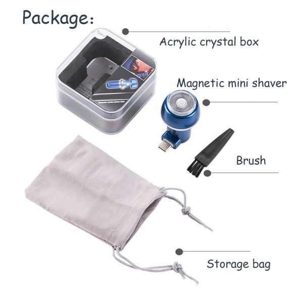 50*32mm Portable Rotary Razor Mini Hair Removal USB Shaver For Men Women Type C