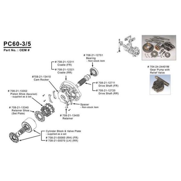 Excavator PC60 Hydraulic Cylinder Block Komatsu Hydraulic Pump HPV35 HPV55 HPV90 HPV160
