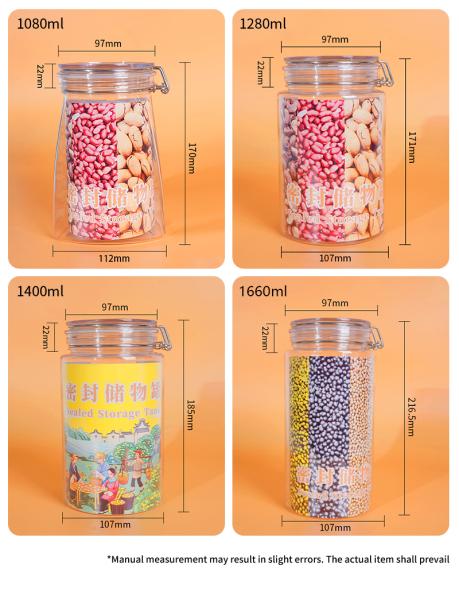 High Capacity 1080ml 1280ml 1400ml 1660ml PET Plastic Jar Bottle Clear Sealed Aluminum Lid Airtight for Mushroom Pistachio Nut