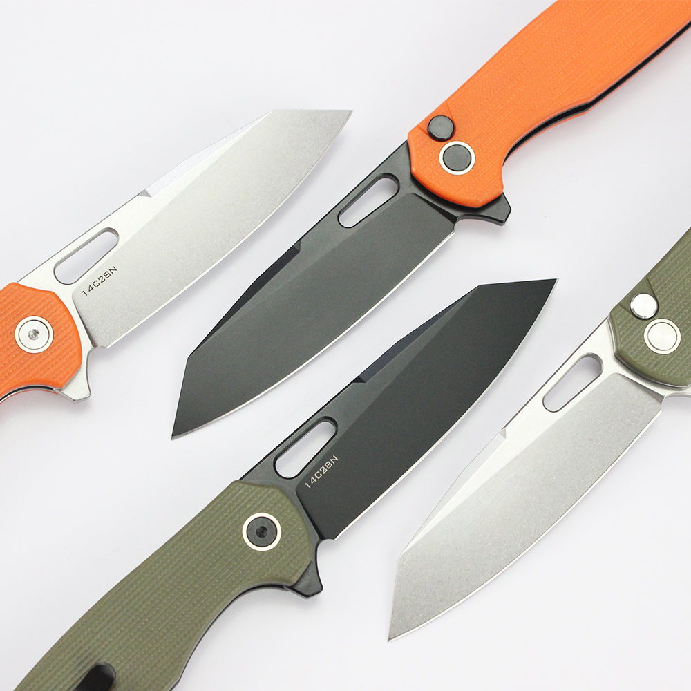 GT-T0044 Customizable Tactical 14C28N Steel Blade Button Lock Folding Knife G10 Handle Tunafire