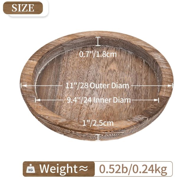 Custom Wooden Serving Tray Rustic Round Candle Holder Decor for Cake Tools and Design
