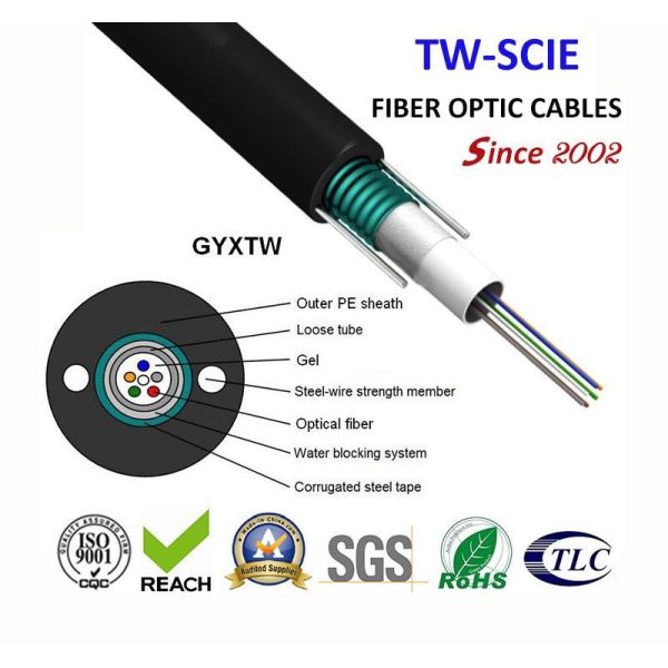 Telecommunication cable of Armored Fiber Optic Cable Sm 2-12 core for Outdoor Using