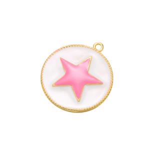 O ouro do Pentagram de DIY chapeou a moeda redonda do esmalte do pendente dá