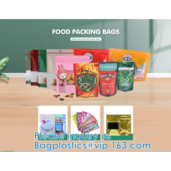 Stand Up Food Bags,Zip Lock Food Storage Bags for Packaging Products,Herbs,Snack,Tea,Spices,Pet Food and Soaps