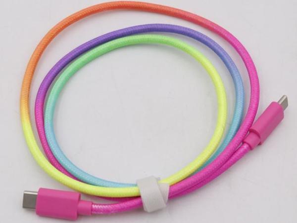 Rainbow Wire Braided Usb Cable de Telefone Móvel Usb 2.0 Cable de Carregamento 480Mbps