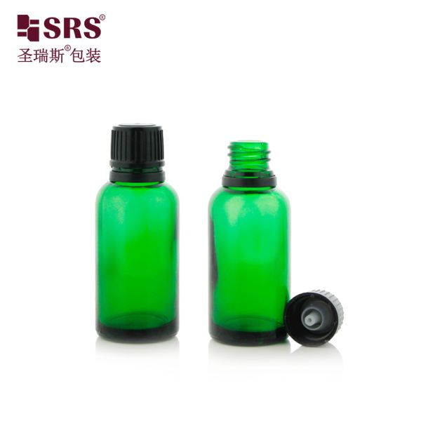 Empty Cosmetic Massage oils Child Resistant Cap Screw Type With Plug Glass Bottles For Oil