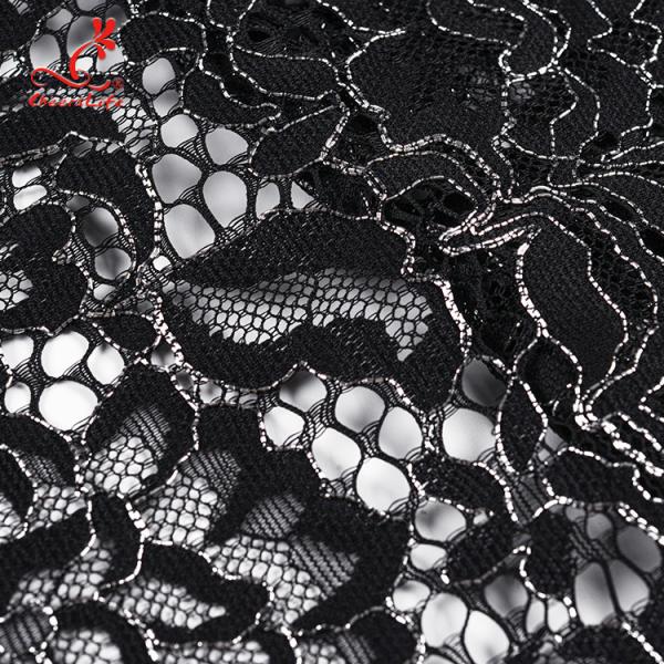 High quality black nylon lace fabric for long dress