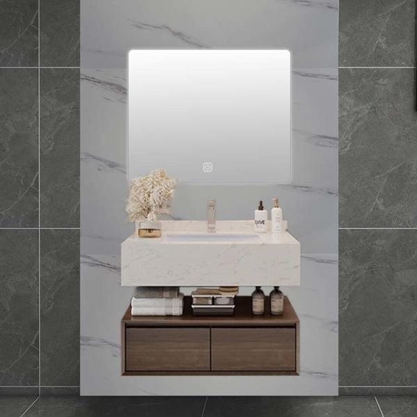 Plywood Modern Bathroom Vanity With Mirror Cabinet For Hotel