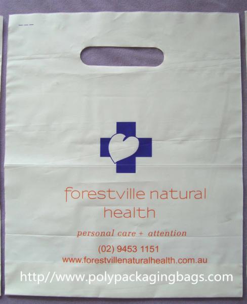 100% Compostable Plastic Bags Die Cut Shopping Bag in White