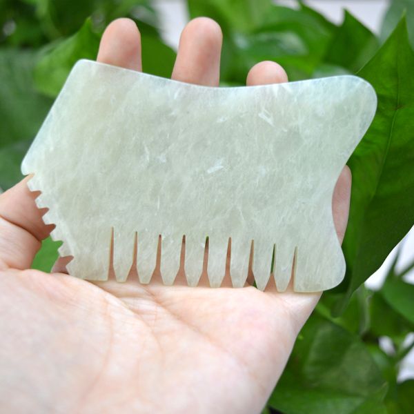 100% Natural Xiuyan Jade Comb for Body Scalp Care Massage Tool SPA Acupuncture Relaxation Therapy Treatment