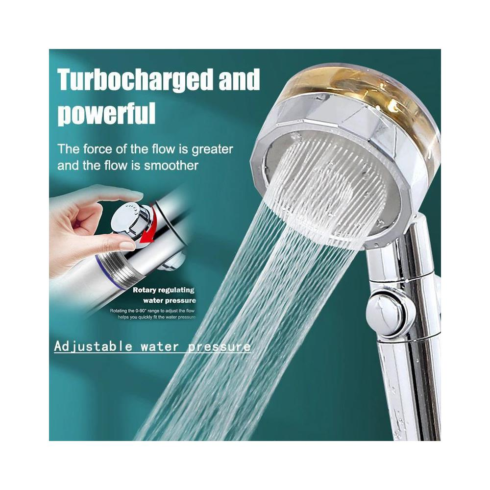 Bathroom ABS 360 Degrees Rotating Turbo Fan And Filtered Water Saving Clear Shower Head With Handheld