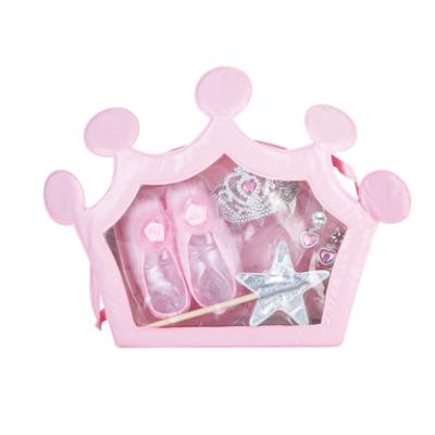 Popular pretend play plastic girl dresses set Beauty set with shoes, earring ,wand, crown