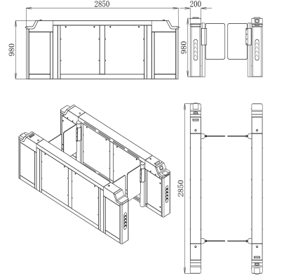 Умный станционный поворотник из 304 нержавеющей стали 2850*200*985 мм