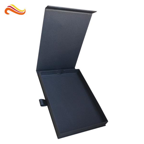 Matte Black Black Gift Packaging Boxes , Handmade Magnetic Box Embossing Printing