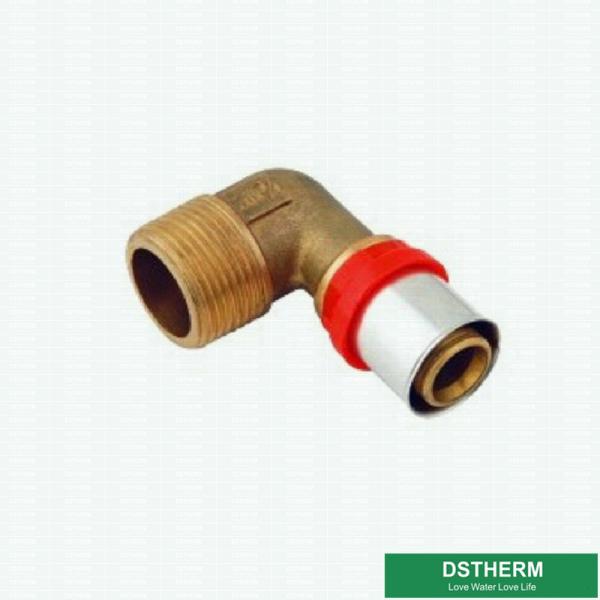 Encaixes de bronze rosqueados homem personalizados da união da imprensa da compressão do cotovelo para a tubulação de alumínio de Pex Pex