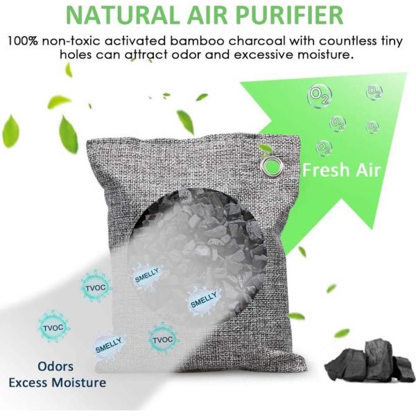 OEM Odor Absorbing 4Pack x 200g Activated Charcoal Air Purifying Bags Bamboo Charcoal