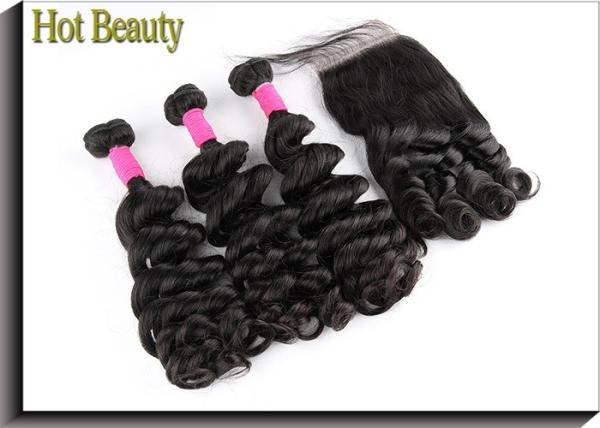 Natural Black Virgin Brazilian Human Hair Extensions Big Curl Type