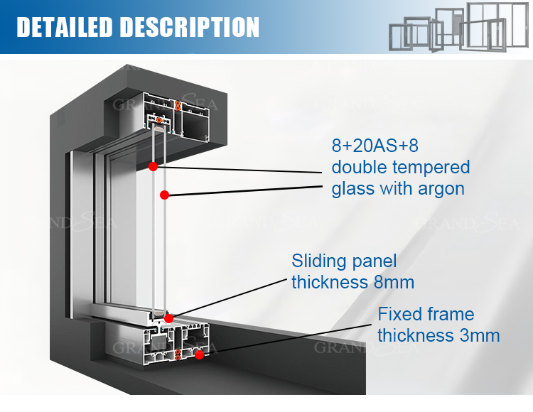 European Standard Design Frameless Aluminum Interior Noiseless Sliding Door for Kitchen