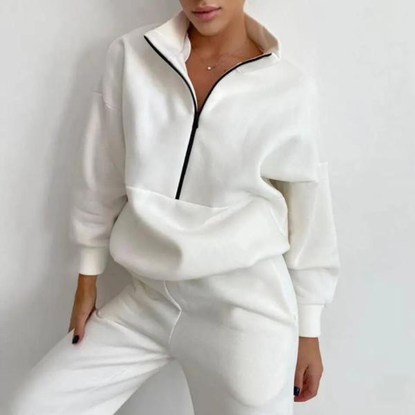                 Fall Winter Women Plain Tracksuits Casual Two Piece Crop Top Hoodies and Pants Set Fleece Custom Blank Tracksuit for Women             
