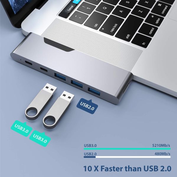 8 In 1 Dock Station Dual Usb C Power Adapter Hub Card Reader Pro Pad Converter USB Hub For Mac