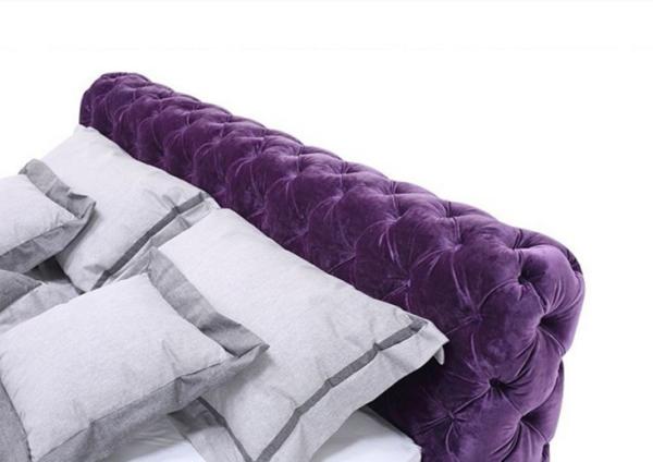 Crushed Velvet Modern Upholstered Bed King Size Wooden Frame 228 * 200 * 90cm