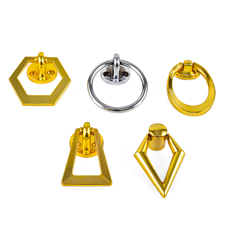 Metal Triangular Geometric Ring Furniture Drawer Pulls Minimalist Single-hole Cabinet Door Handles & Ring Decorative Fittings