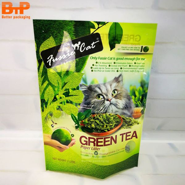 Custom logo Printed Made Pet Food Bag with Resealable Zipper Stand up Packaging Bag for Cat and Dog Food or Cat Litter Bag
