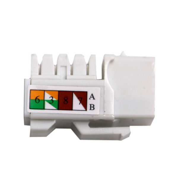 Plastic / Gold Female Cat5e / Cat6 UTP Ethernet Keystone Jack For Wall Plate