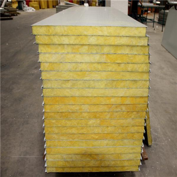 fireproof 50mm glass wool prefabricated house wall panel 1150-50-0.376mm
