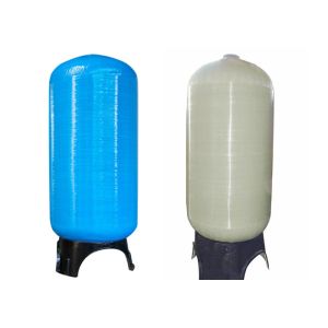 Tanque de fibra de vidrio azul y blanco de FRP para tratamiento de agua, tanques cilíndricos de ablandador de agua