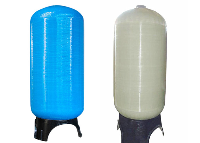 Blue White Fiberglass FRP Tank For Water Treatment , Cylindrical Water Softener Tanks