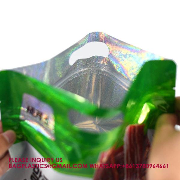 Resealable Stand Up Pouches For Long Term Storage Holographic Design Sealable Packaging