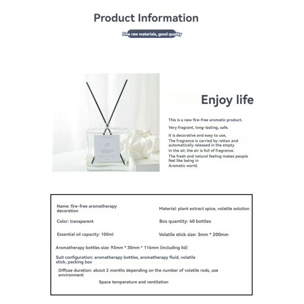 Private Sustainable Liquid Stick Glass Bottle Reed Diffuser for Bedroom Aromatherapy