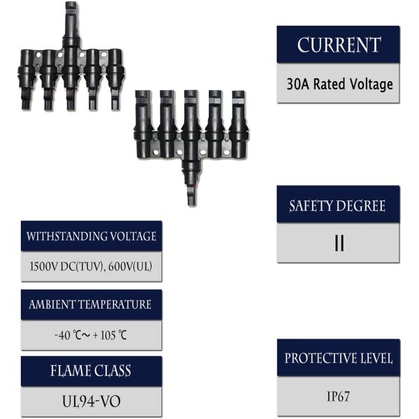 Мужчина и женщина Combiner муфты Splitter соединителя ветви панели солнечных батарей t CE