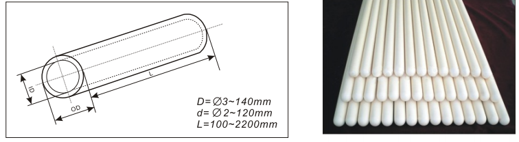 High Temperature Resistant Alumina Al2O3 Ceramic Thermocouple Protection Tube