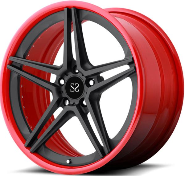21inch 9.5J personalizou bordas da liga 2-PC para Ferrari 458 Speciale que o preto vermelho do brilho forjou as rodas