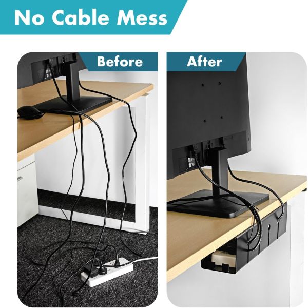 Super Heavy Duty Desk Cable Organizer 10*40*10cm ISO9001 Rohs CE No Drill Steel Cable Tray