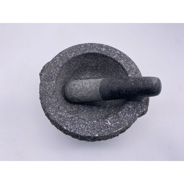 Marble Granite Stone Mortar And Pestle Rough Smooth Inside Pitted Outside