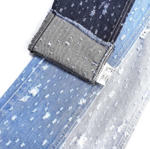 New Design Crochet Jacquard Denim Fabric Vertical Bamboo Yarn Non Elastic Denim