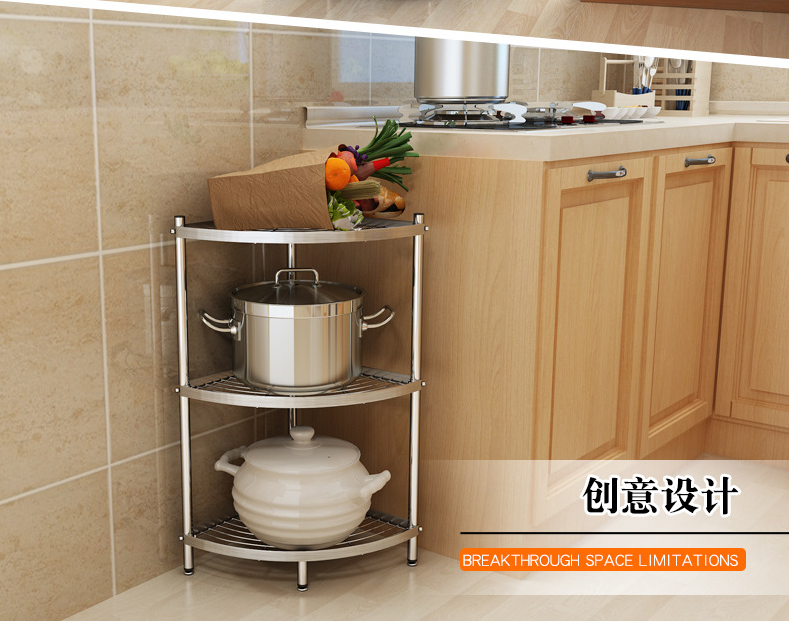 Kitchen Metal Pot Rack Multi-Purpose Household Landing Multi-Layer Pot Holder 304 Stainless Steel