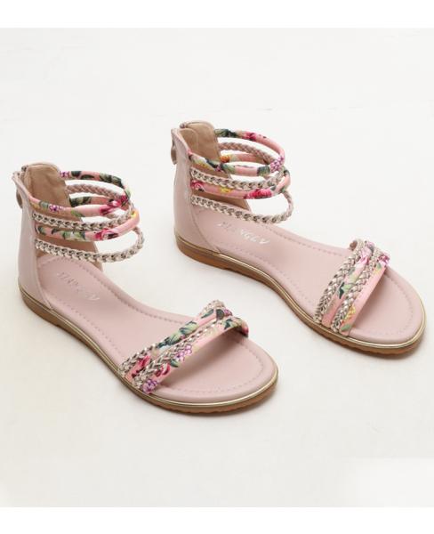 BS136 Flat Roman Shoes 2021 New Ladies Fashion Casual Sandals Vacation Travel Floral Cloth Beach Women'S Shoes Sandals B