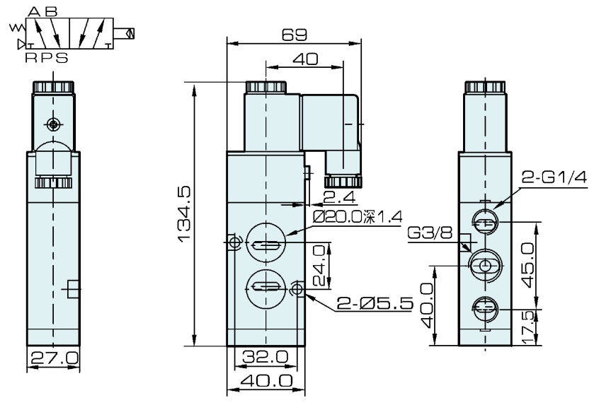 type Namur de 4M310-10 Airtac 5/2 C.A. de C.C 220V de la vanne électromagnétique 24V
