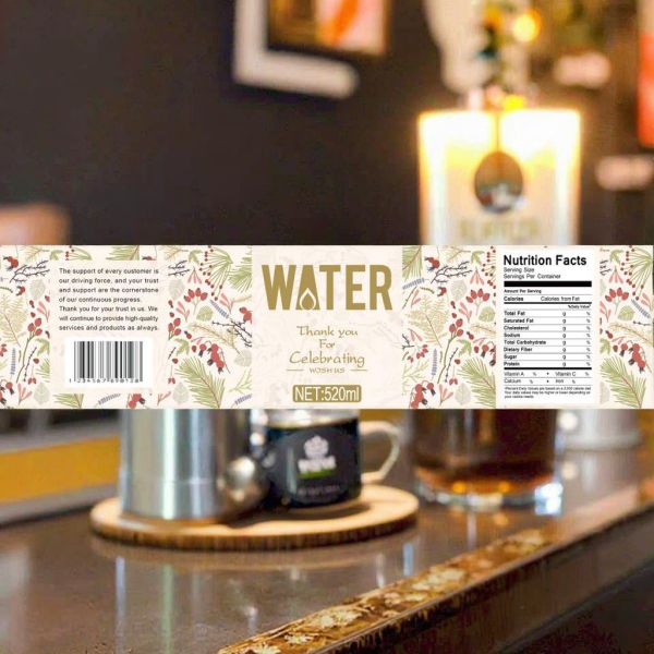 Custom Transparent White PVC Vinyl Self-Adhesive Logo Sticker Waterproof Scratch-Off Water Bottle Packaging Label for Wholesaler